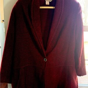 Coldwater Creek Red Houndstooth Knit Sweater